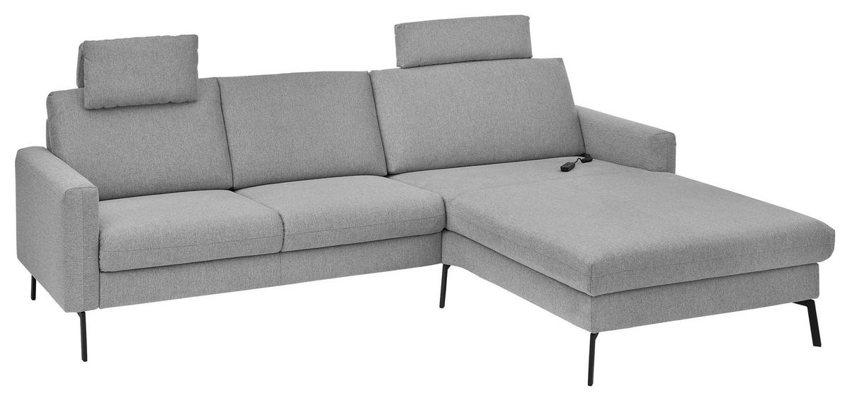 ECKSOFA Grau Flachgewebe  - Schwarz/Grau, Design, Textil/Metall (270/187cm) - Musterring
