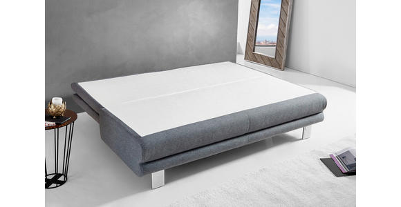 SCHLAFSOFA Webstoff Grau, Türkis - Türkis/Chromfarben, Design, Textil/Metall (194/96/86cm) - Novel