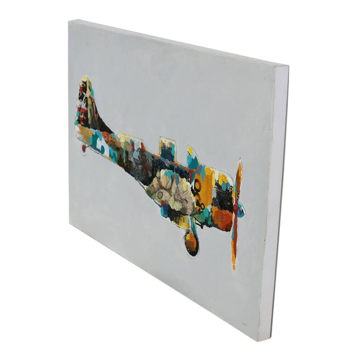 ÖLGEMÄLDE Flugzeug 60/90 cm  - Multicolor, Trend, Holz/Kunststoff (60/90cm) - Kayoom