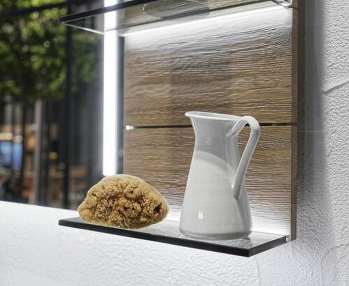 KOUPELNA bílá, barvy dubu - bílá/barvy dubu, Moderní, dřevo/sklo (128,4cm) - Voglauer