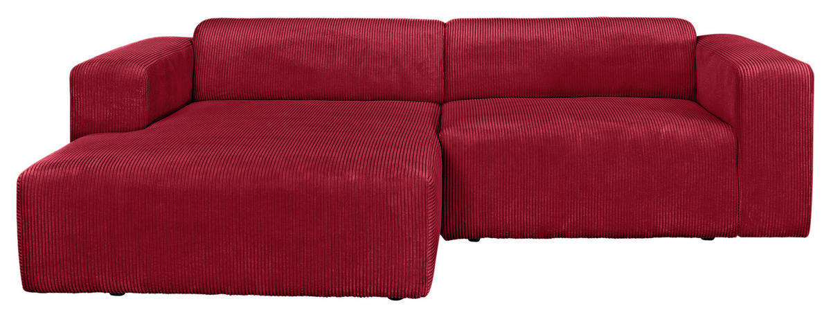 ECKSOFA BASMA Rot Cord  - Rot/Schwarz, Design, Kunststoff/Textil (175/298cm) - P & B