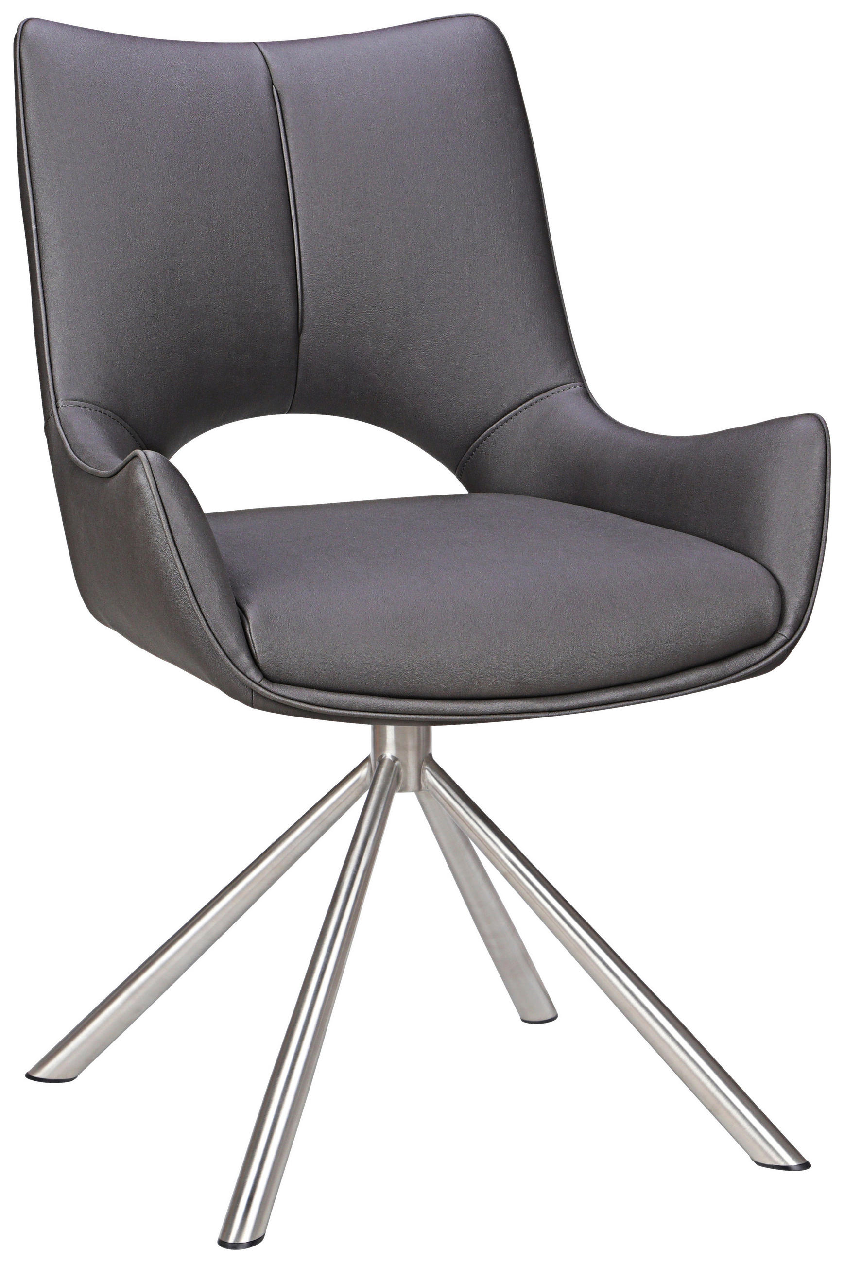 STUHL - Edelstahlfarben/Dunkelgrau, Design, Textil/Metall (57/88,5/62cm) - Carryhome