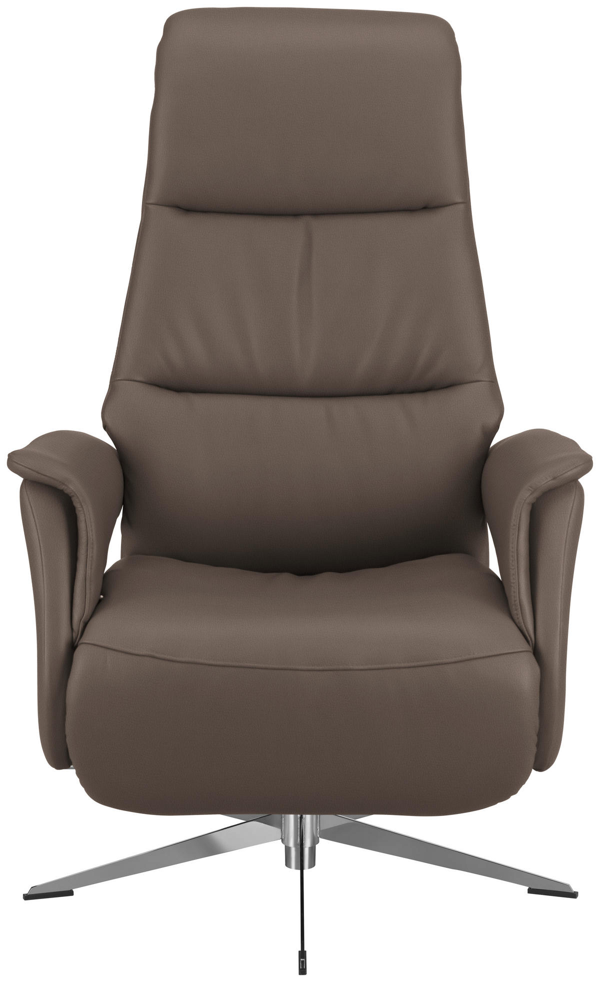 RELAXSESSEL Echtleder Relaxfunktion, Rücken echt    - Chromfarben/Graubraun, Design, Leder/Metall (74/108/86cm) - Welnova