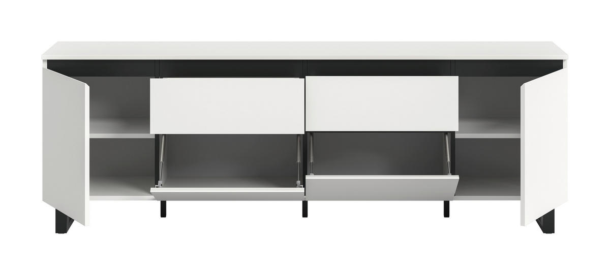 TV-BÄNK  188/65/36 cm 2 låda(or) stående  - vit/svart, Design, metall/trämaterial (188/65/36cm) - Livetastic
