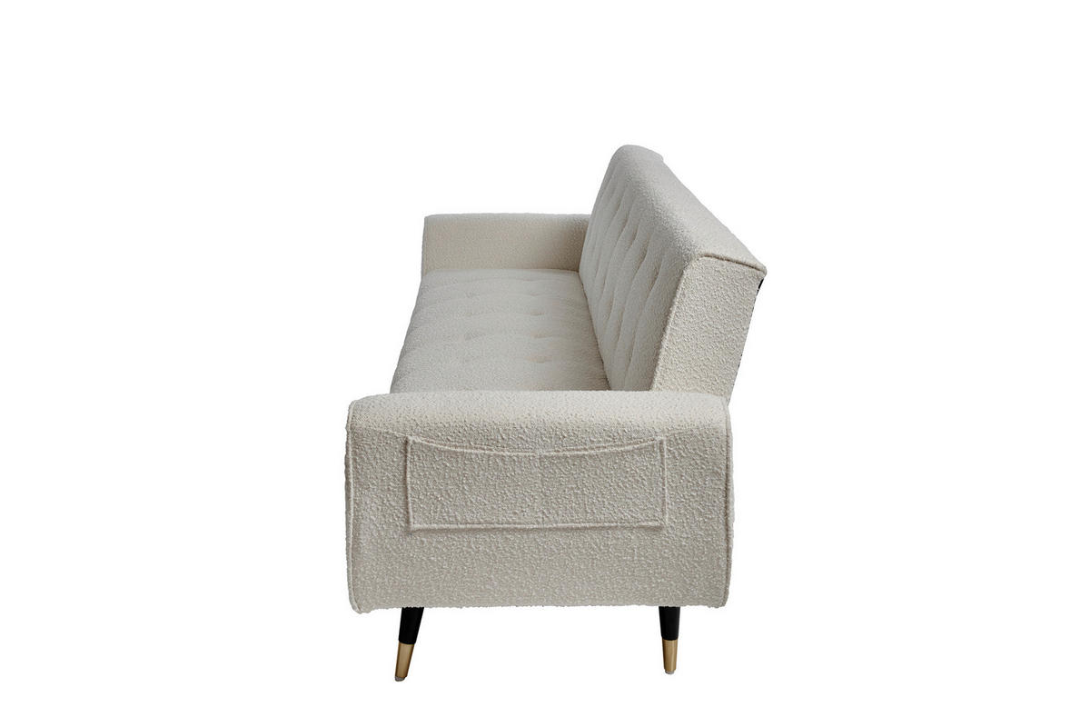 SCHLAFSOFA Bouclé Weiß  - Goldfarben/Schwarz, MODERN, Holz/Textil (213/83/83cm) - Livetastic