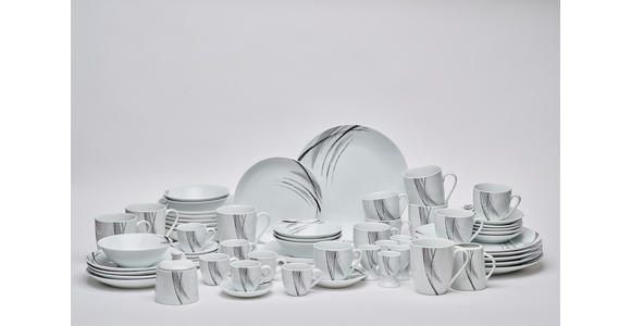 KOMBISERVICE Roma 62-teilig  - Schwarz/Weiß, Basics, Keramik - Novel