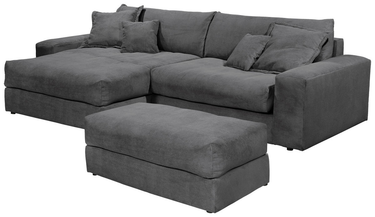 ECKSCHLAFSOFA  KAMIL Anthrazit Cord  - Anthrazit/Schwarz, MODERN, Kunststoff/Textil (180/297cm) - Livetastic