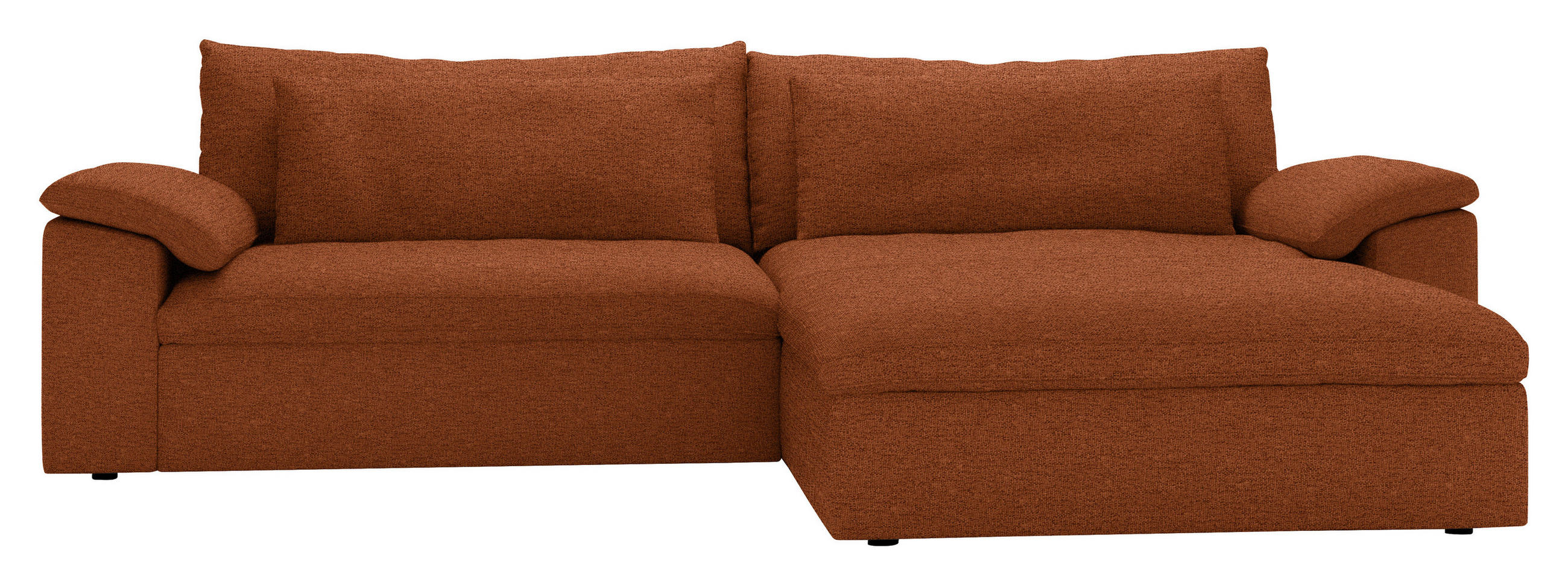ECKSOFA 306/198 cm  in Flachgewebe Rostfarben Rückenkissen, Nierenkissen, Armlehnenkissen, Rücken echt  306/198 cm  - Rostfarben/Schwarz, MODERN, Kunststoff/Textil (306/198cm) - Carryhome