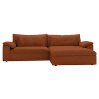 ECKSOFA Flachgewebe Rostfarben  - Rostfarben/Schwarz, Modern, Kunststoff/Textil (306/198cm) - Carryhome