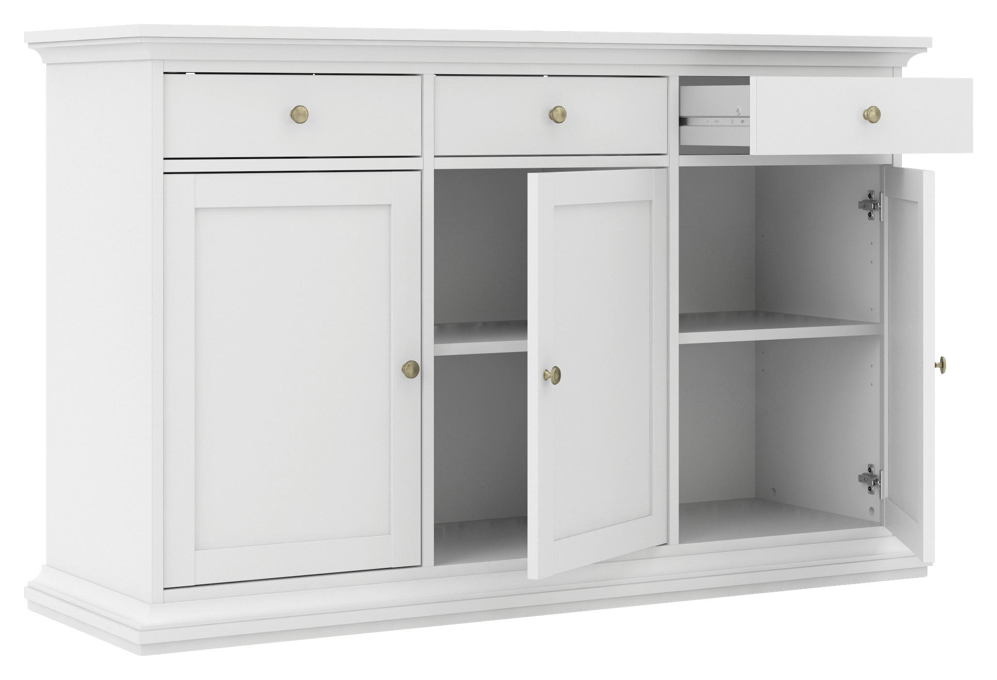 SIDEBOARD 143,7/91,66/46,1 cm  - vit/mässingsfärgad, Design, metall/trämaterial (143,7/91,66/46,1cm) - Hom`in