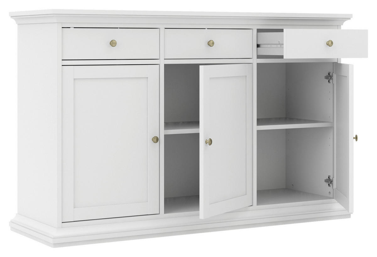 SIDEBOARD 143,7/91,66/46,1 cm  - vit/mässingsfärgad, Design, metall/trämaterial (143,7/91,66/46,1cm) - Hom`in