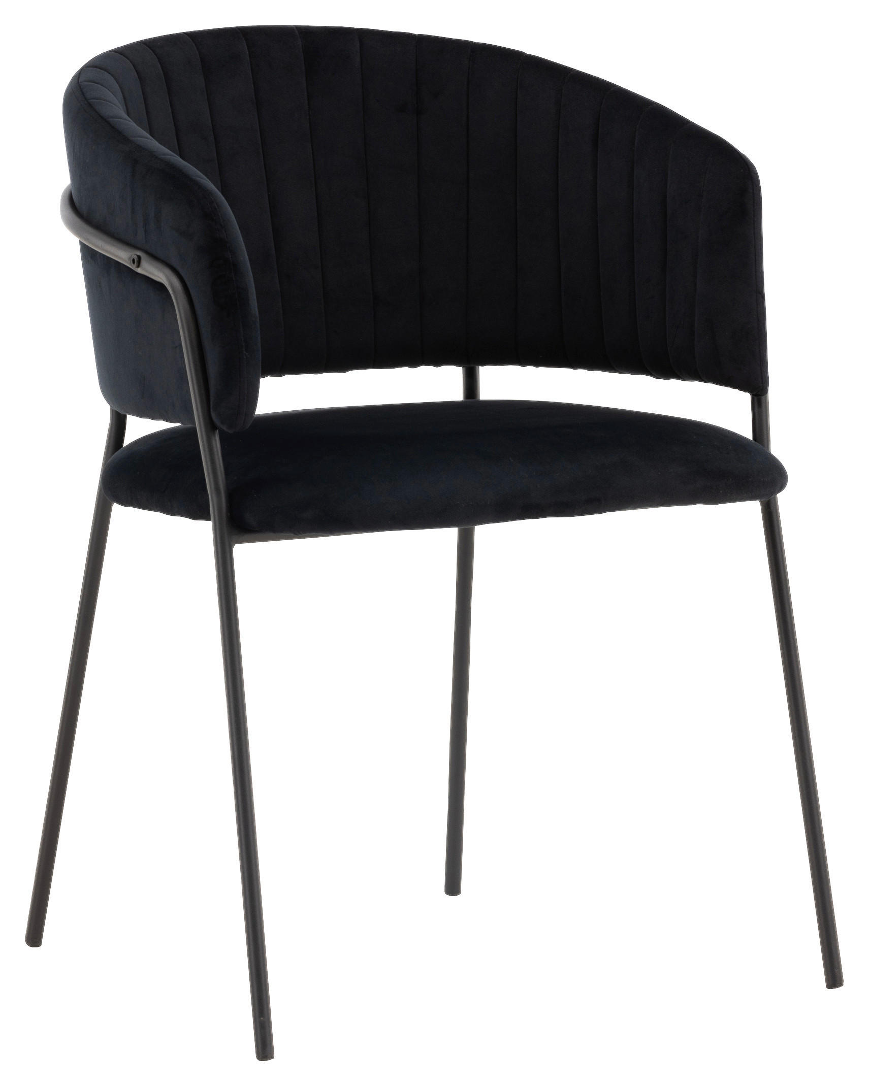 STUHL-SET 2 Stück  in Stahl Samt  - Schwarz, Design, Textil/Metall (54/82/58cm) - Livetastic