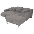 ECKSOFA in Cord Dunkelgrau  257/226 cm  - Dunkelgrau/Silberfarben, Design, Textil/Metall (257/226cm) - Xora