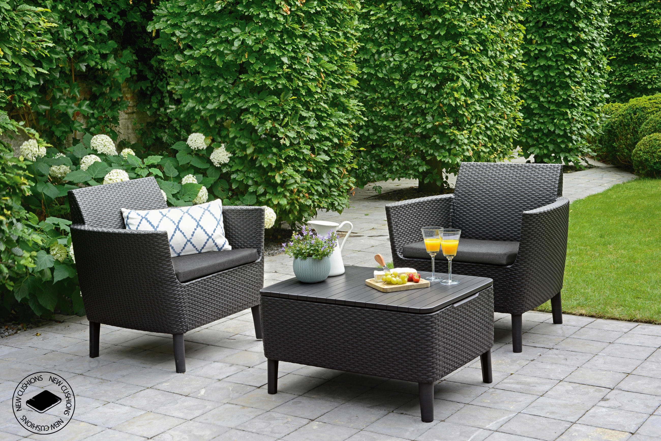 TERASOVÁ SEDACIA SÚPRAVA 8-dielne, plast, textil - sivá/grafitová, Design, textil/plast (74/76/67cm) - Ambia Garden