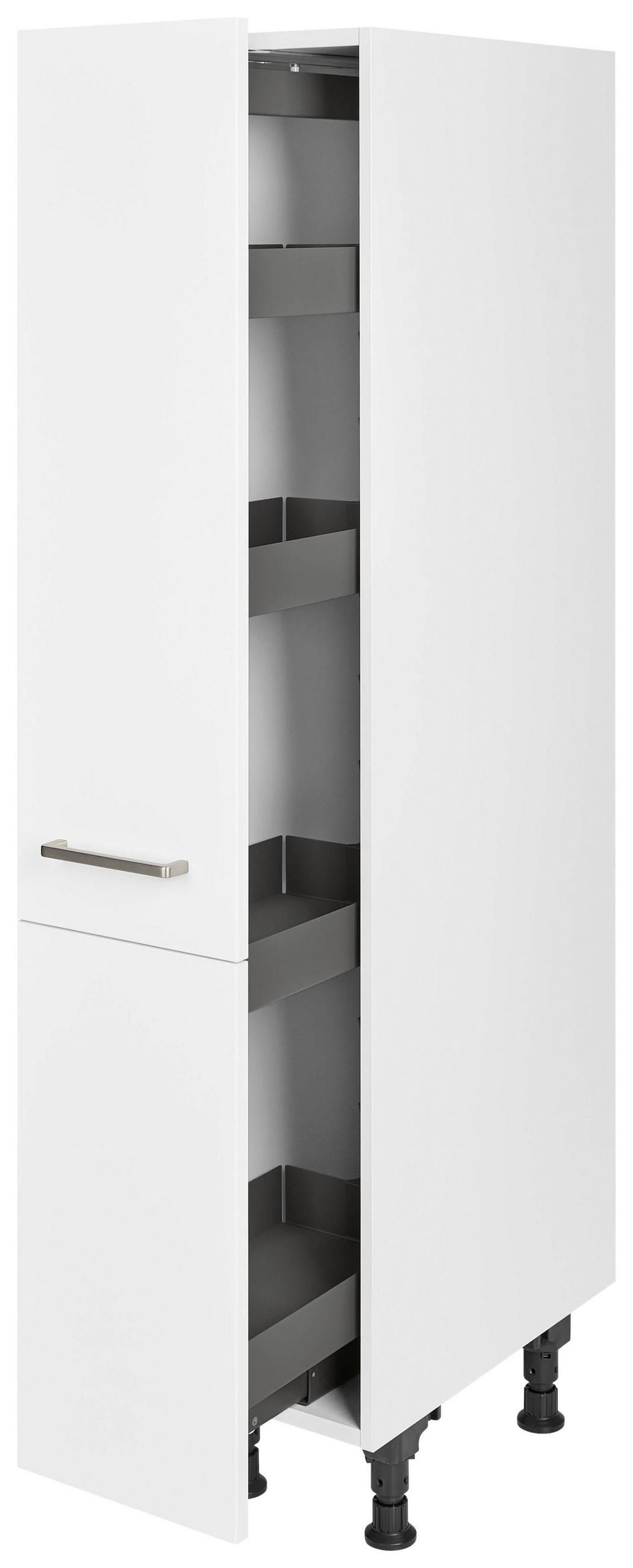 APOTHEKERSCHRANK 30/168/58 cm  in Weiß  - Edelstahlfarben/Weiß, MODERN, Holzwerkstoff/Metall (30/168/58cm) - Nobilia
