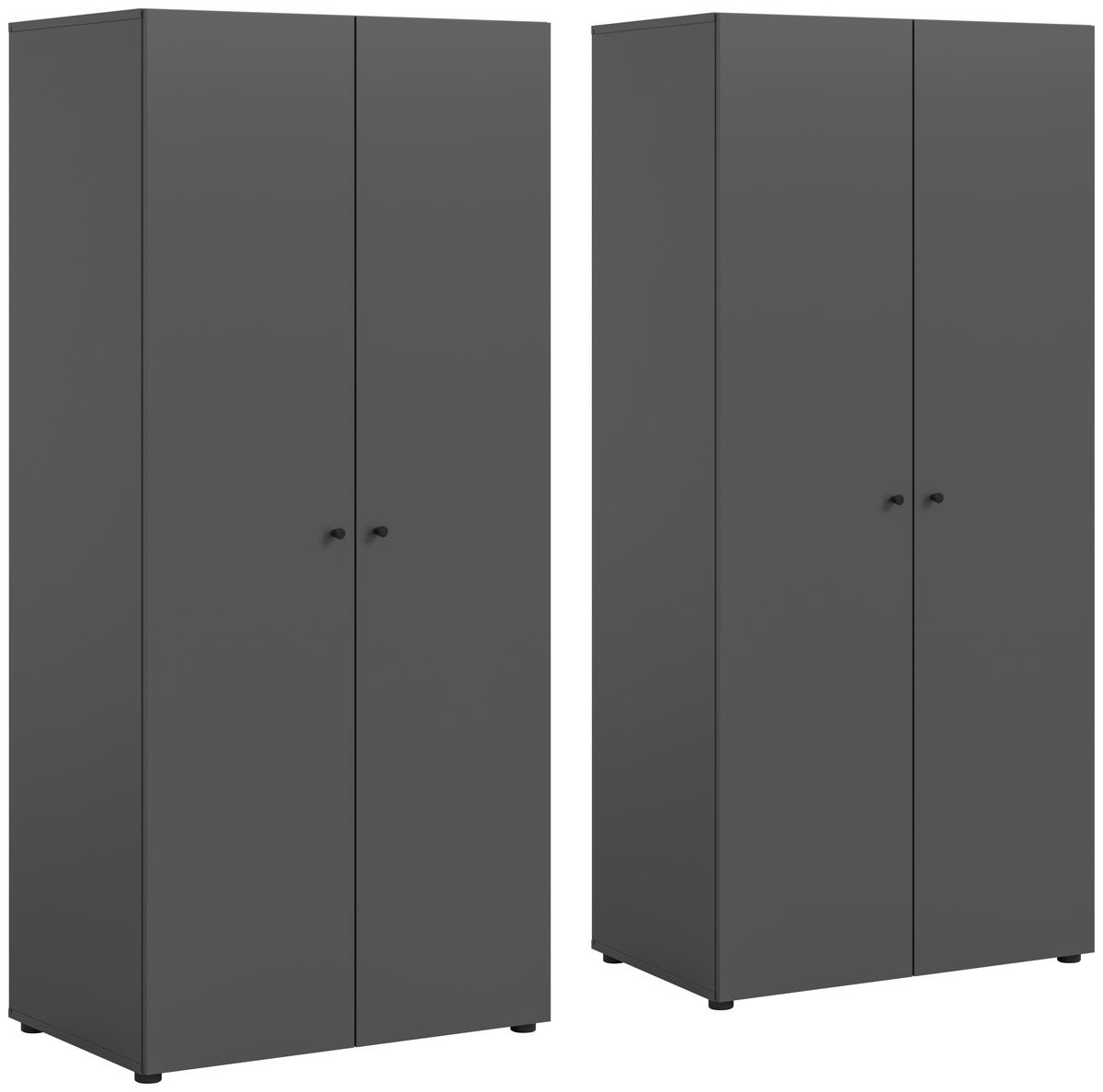 DREHTÜRENSCHRANK 160/176/51 cm,  in Anthrazit, 4-türig  - Anthrazit/Schwarz, MODERN, Holzwerkstoff/Kunststoff (160/176/51cm) - MID.YOU