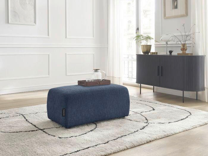 HOCKER ATILLA Struktur Dunkelblau  - Schwarz/Dunkelblau, MODERN, Kunststoff/Textil (92/44/48cm)