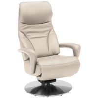 RELAXSESSEL Echtleder Nackenstütze, Relaxfunktion, Kopfteilverstellung, Fußteilverstellung    - Edelstahlfarben/Greige, Design, Leder/Metall (75/117/88cm) - Dieter Knoll