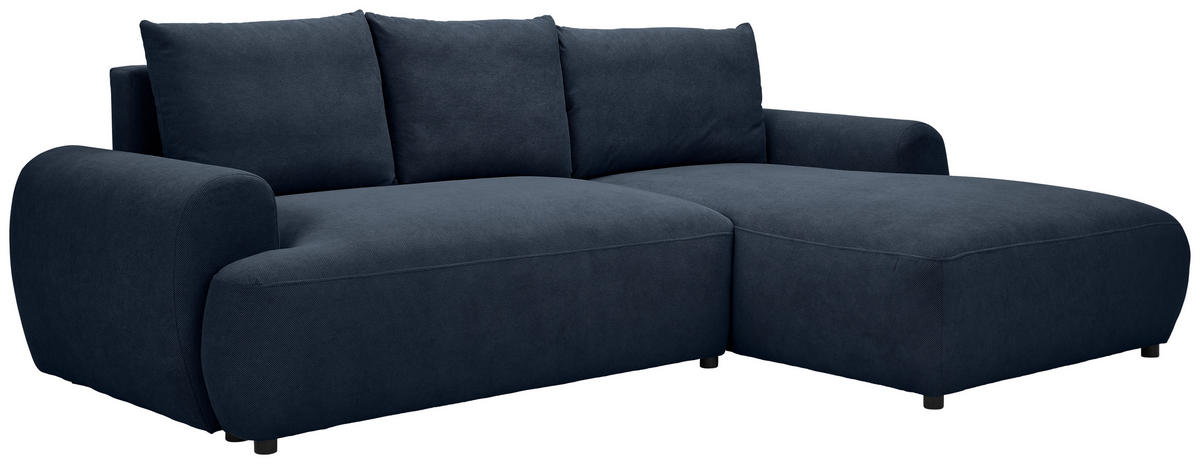 ECKSOFA in Webstoff Dunkelblau  - Schwarz/Dunkelblau, Modern, Kunststoff/Textil (265/175cm) - MID.YOU