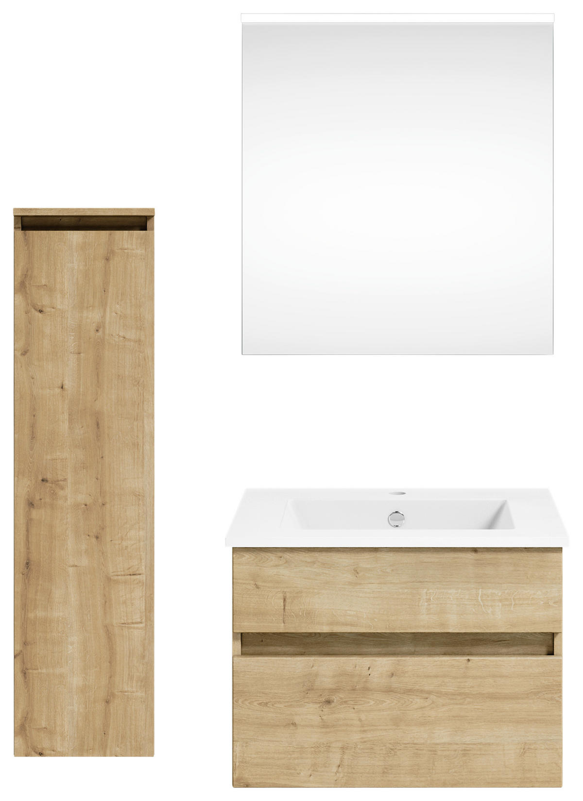 BADEZIMMER 92,2 cm  - Weiss/Eichefarben, Konventionell, Holzwerkstoff (92,2cm) - Puris