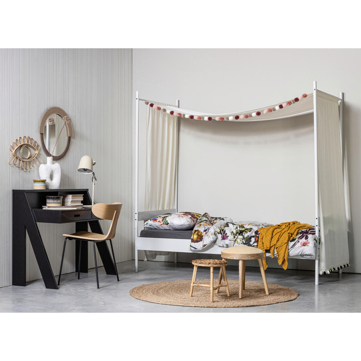 STUHL-SET 2 Stück stapelbar   - Schwarz/Naturfarben, MODERN, Holz/Metall (50/78/52cm) - Livetastic