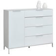 SIDEBOARD in 135/101/40,5 cm - Chromfarben/Weiß Hochglanz, Basics, Glas/Holzwerkstoff (135/101/40,5cm) - Voleo