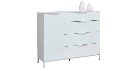 SIDEBOARD in 135/101/40 cm - Chromfarben/Weiß Hochglanz, Basics, Glas/Holzwerkstoff (135/101/40cm) - Voleo