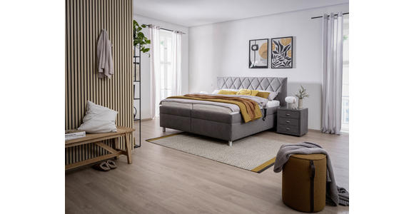 POLSTERBETT Matratze, Lattenrost, Bettkasten, motorische Verstellbarkeit Grau 180/200 cm  - Silberfarben/Weiß, KONVENTIONELL, Holz/Textil (180/200cm) - Esposa