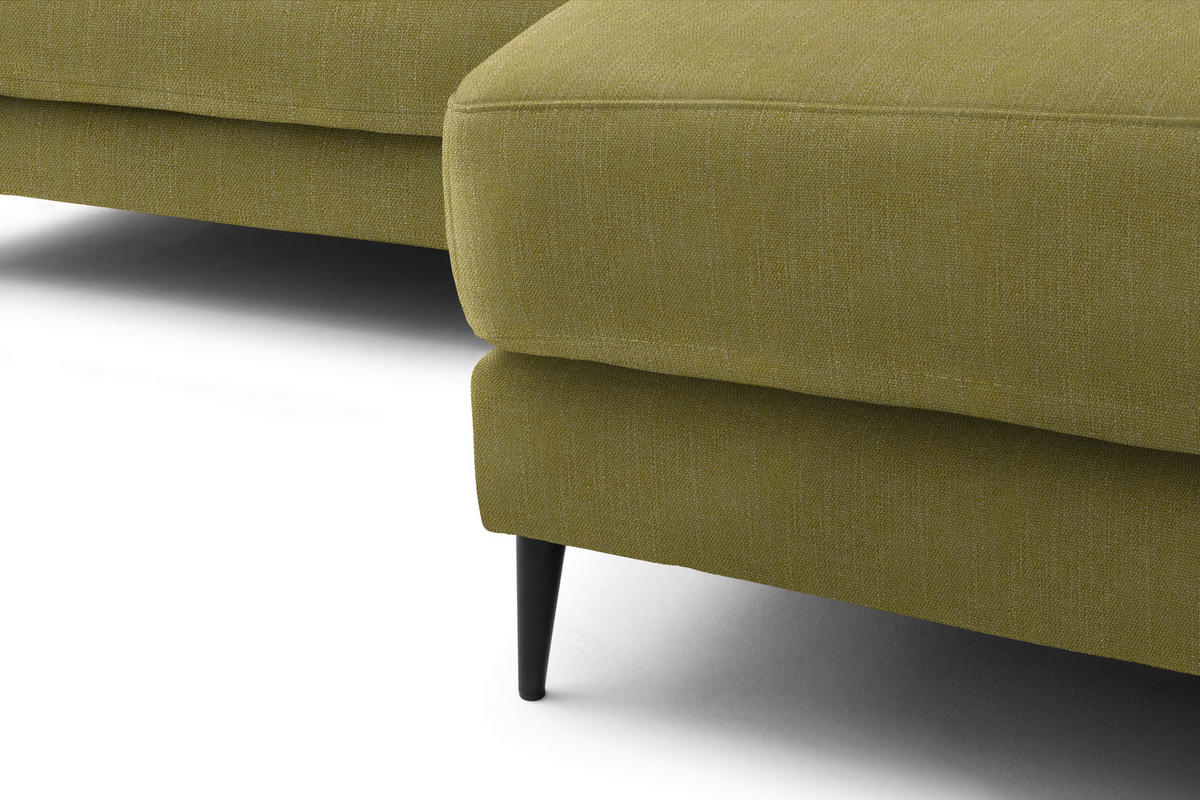 ECKSOFA in Flachgewebe Hellgrün  253/177 cm  - Schwarz/Hellgrün, Design, Textil/Metall (253/177cm) - Dieter Knoll