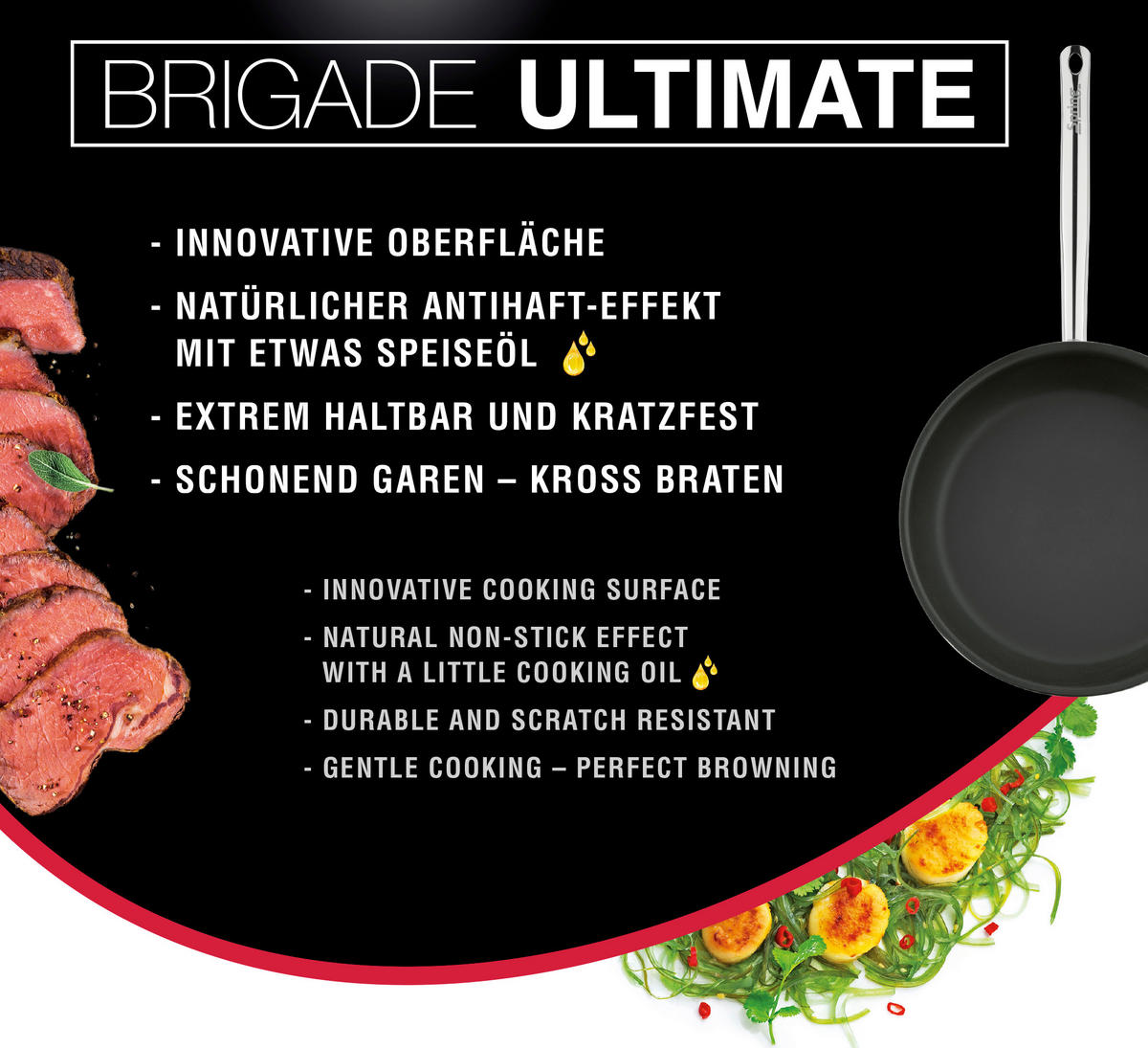 SERVIERPFANNE BRIGADE ULTIMATE  - Schwarz, Basics, Metall (24/6cm) - Spring