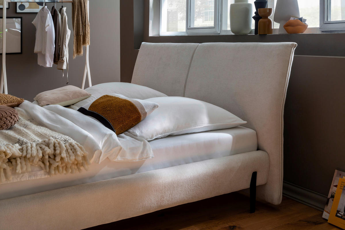 POLSTERBETT Creme 180/200 cm  - Creme/Schwarz, MODERN, Holzwerkstoff/Textil (180/200cm) - MID.YOU
