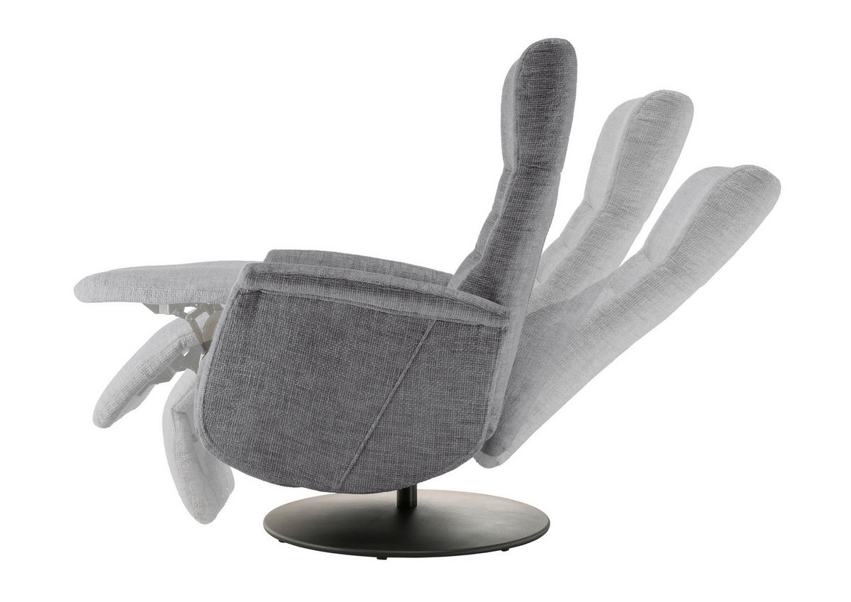 RELAXSESSEL LATINA Chenille Kopfteilverstellung, Fußteilverstellung, Rücken echt    - Dunkelgrau/Schwarz, MODERN, Textil/Metall (72/118/85-165cm) - Livetastic