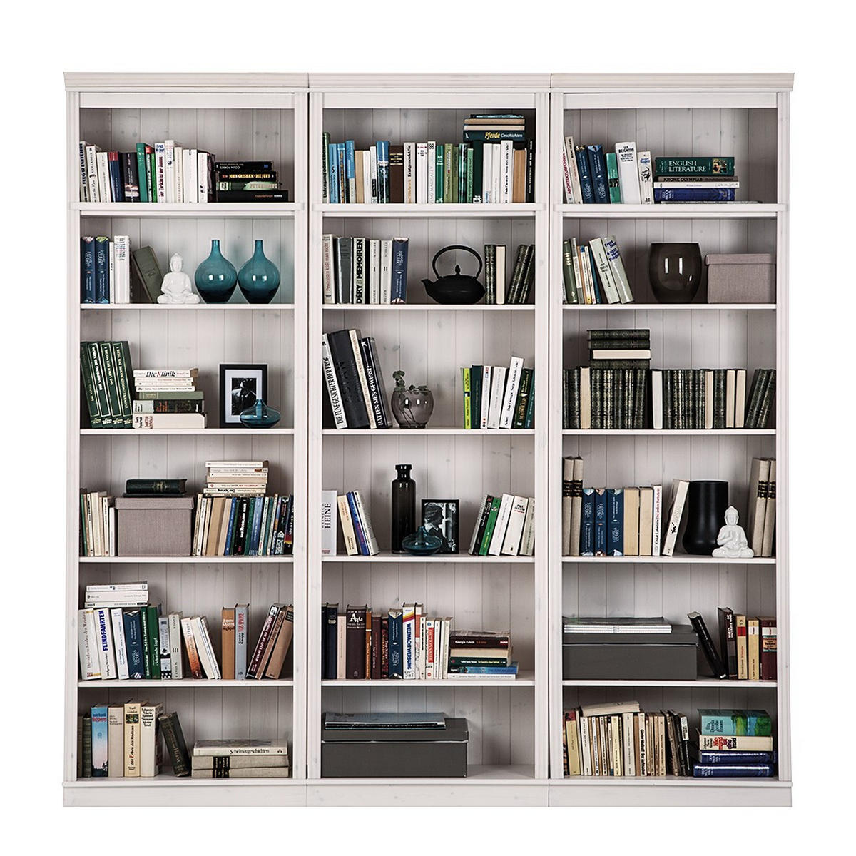 BÜCHERWAND Kiefer massiv Weiß, Kieferfarben  - Weiß/Kieferfarben, Design, Holz (223/222/34cm) - Livetastic