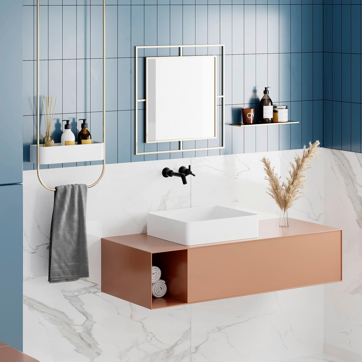 SPIEGEL 58/58/2 cm  - Goldfarben, Design, Metall (58/58/2cm) - Livetastic