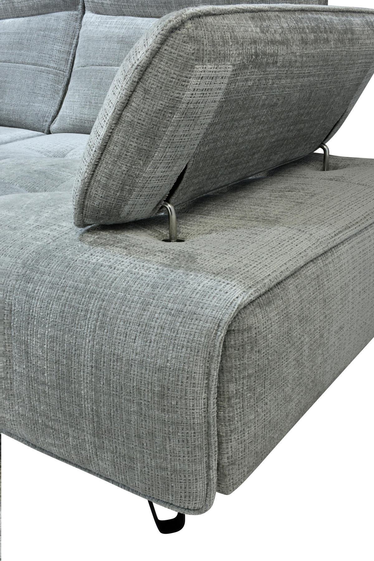 ECKSOFA Hellgrau Chenille  - Hellgrau/Schwarz, Design, Kunststoff/Textil (162/314cm) - Livetastic