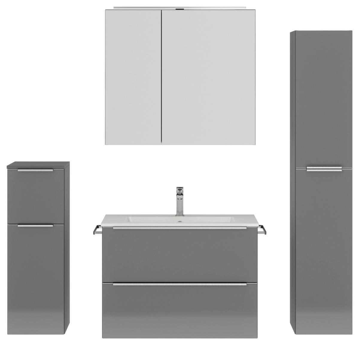 BADEZIMMER 5-teilig  in 141 cm  - Schieferfarben/Edelstahlfarben, MODERN, Holzwerkstoff/Stein (141cm) - Nobilia