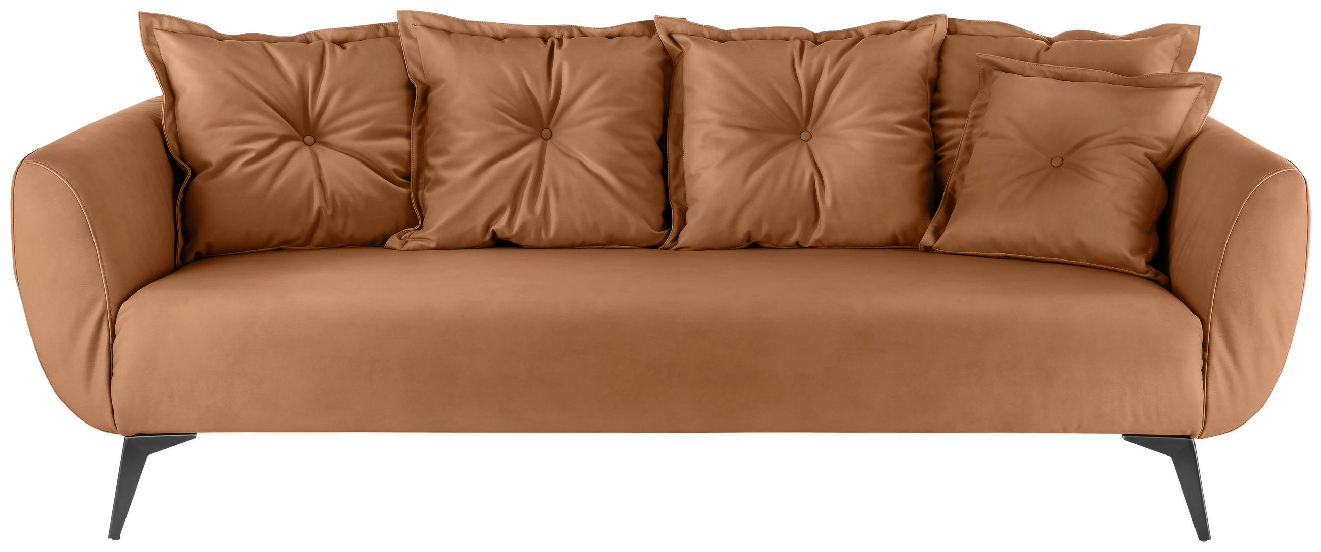 3-SITZER-SOFA Lederlook Cognac  - Cognac/Schwarz, MODERN, Textil/Metall (236/94/103cm) - Livetastic