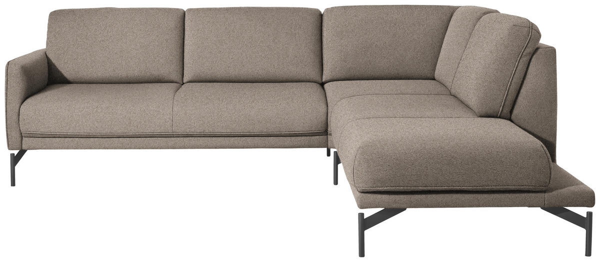 ECKSOFA in Flachgewebe, Struktur Hellbraun  - Hellbraun/Anthrazit, Design, Textil/Metall (254/230cm) - Johann Jakob