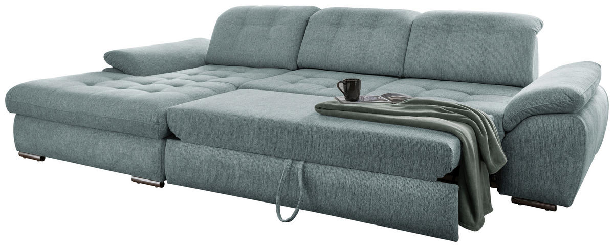 ECKSOFA Blau Chenille  - Chromfarben/Blau, MODERN, Textil/Metall (184/314cm) - Livetastic