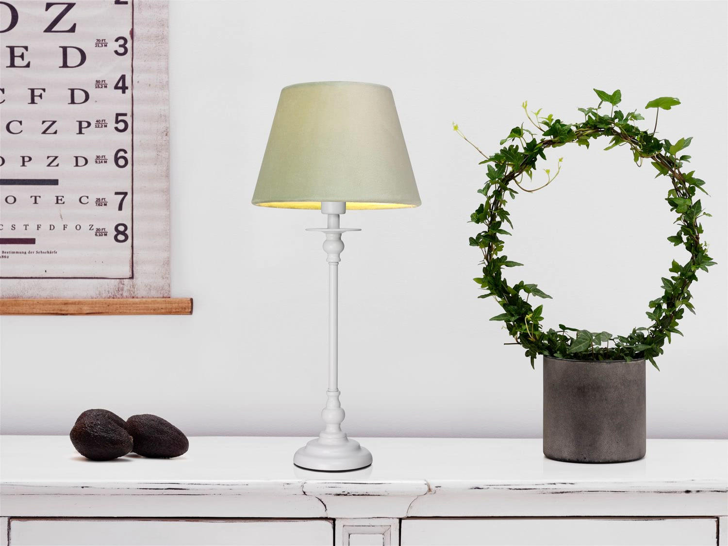 LAMPFOT   - vit, Klassisk, metall (39cm) - Cottex