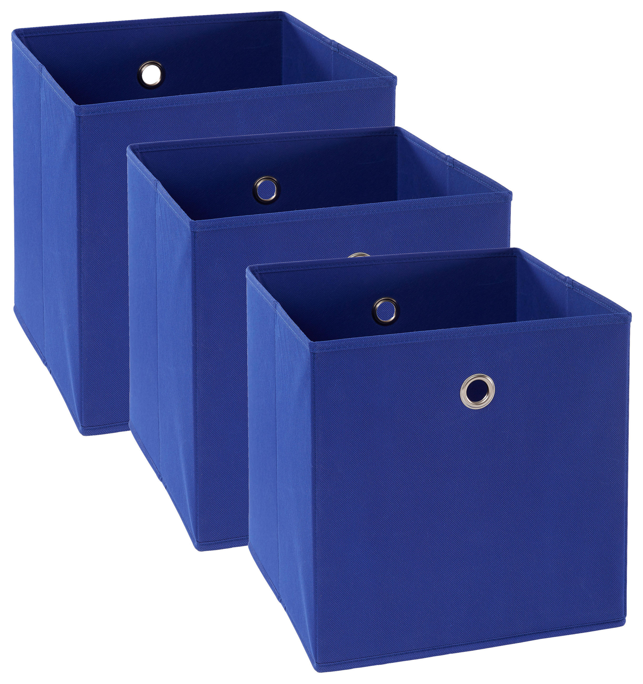 FALTBOX 3er Set Metall, Textil, Karton Blau, Silberfarben  - Blau/Silberfarben, Design, Karton/Textil (32/32/32cm) - Carryhome