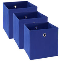 FALTBOX 3er Set - Blau/Silberfarben, Design, Karton/Textil (32/32/32cm) - Carryhome