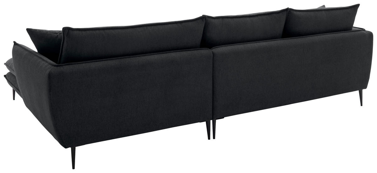 ECKSOFA Schwarz Webstoff  - Schwarz, KONVENTIONELL, Textil/Metall (304/196cm) - Hom`in