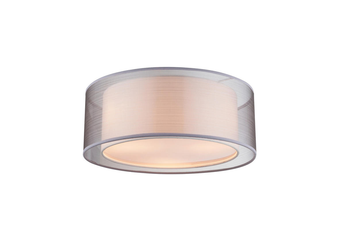 DECKENLEUCHTE  40/17,5 cm    - Grau/Nickelfarben, Design, Kunststoff/Textil (40/17,5cm) - Globo
