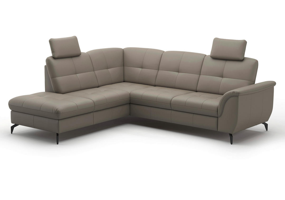 ECKSOFA ZORA E Grau Echtleder  - Schwarz/Grau, MODERN, Leder/Metall (212/244cm) - Sit & More