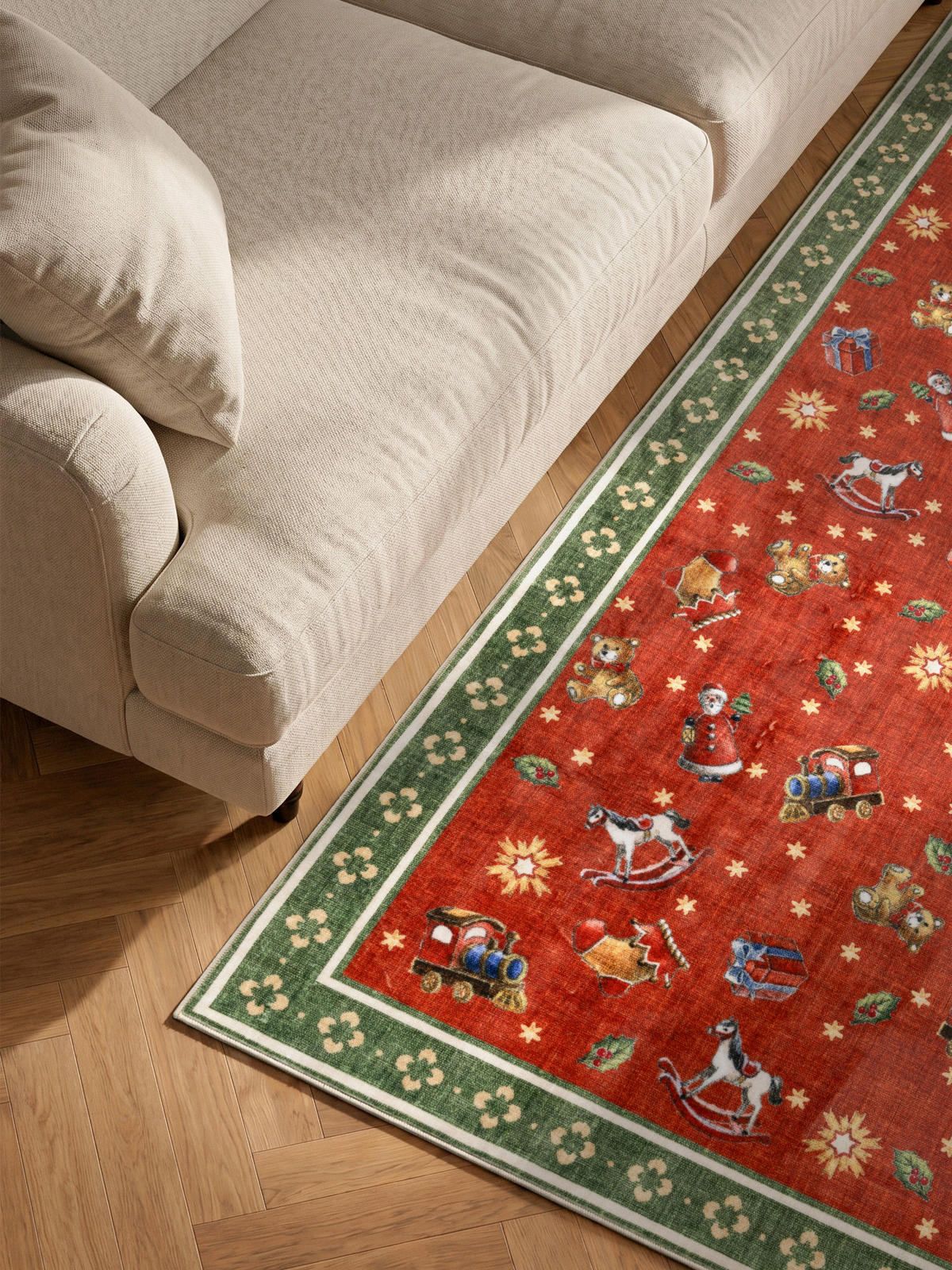 TEPPICH  Wohnzimmer 160/230 cm Toy's Delight Nostalgic Noel Grün, Rot rechteckig  - Rot/Grün, Design, Kunststoff/Textil (160/230cm) - Villeroy & Boch