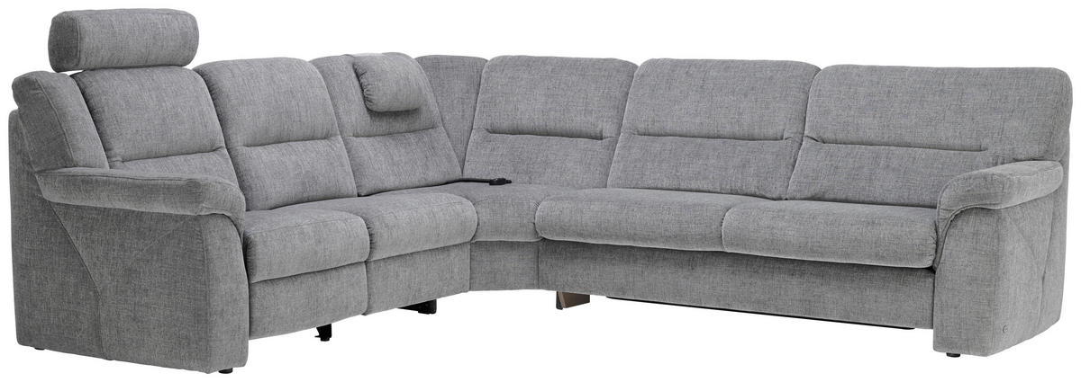 ROHOVÁ SEDAČKA, textil, šedá - šedá/černá, Konvenční, textil/plast (252/282cm) - Himolla