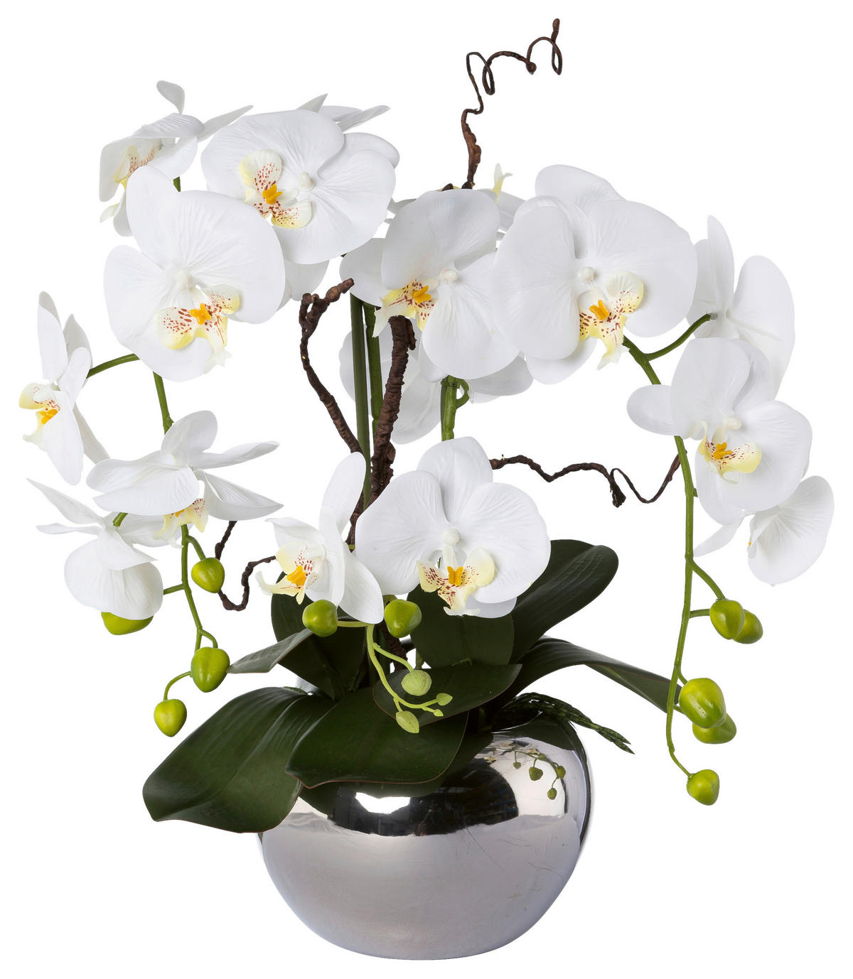 KUNSTPFLANZE Orchidee 55 cm  - Silberfarben/Weiß, Design, Keramik/Kunststoff (55cm) - P & B