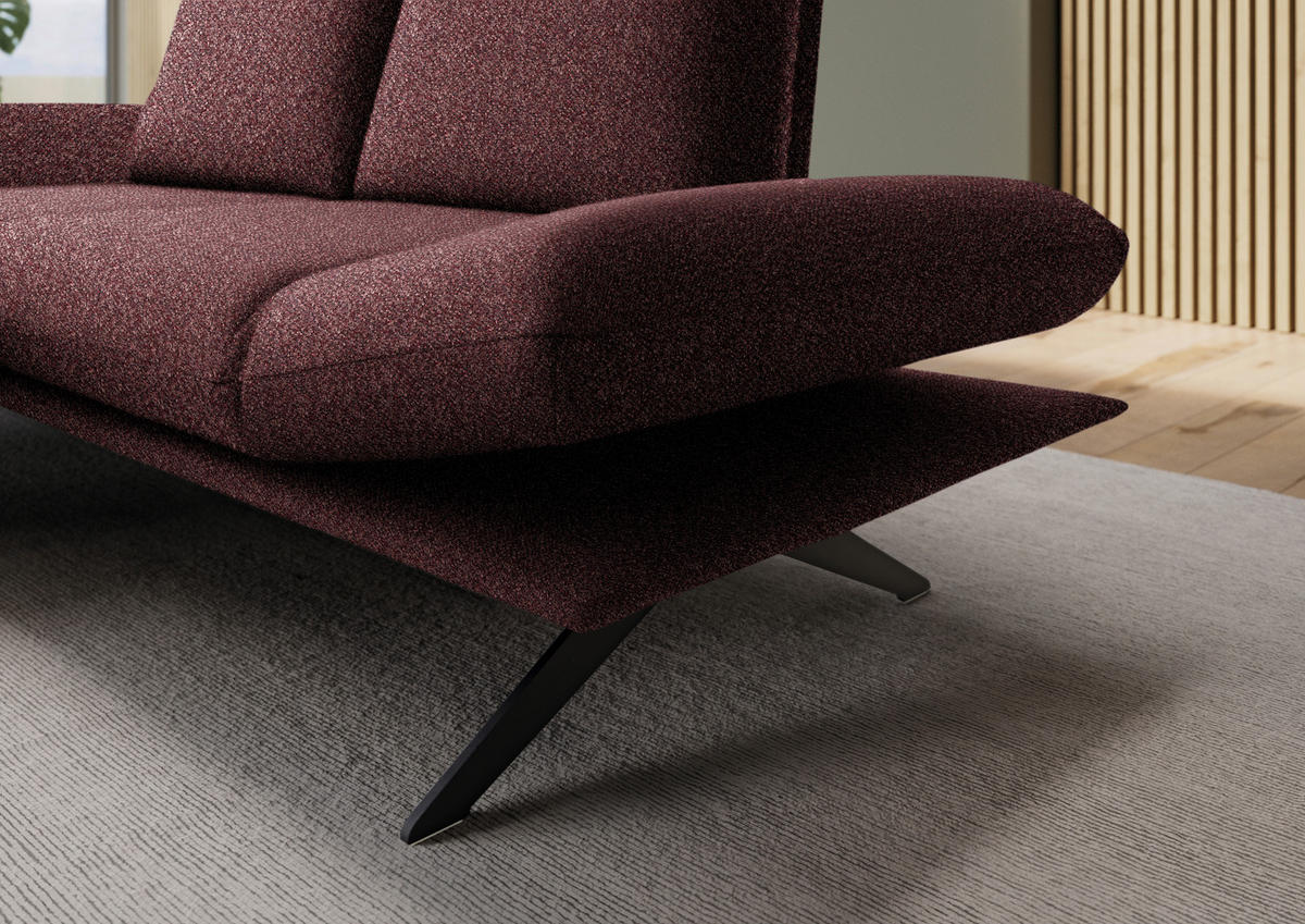 ECKSOFA  in Flachgewebe Bordeaux  155/234 cm  - Bordeaux/Schwarz, Design, Textil/Metall (155/234cm) - Dieter Knoll