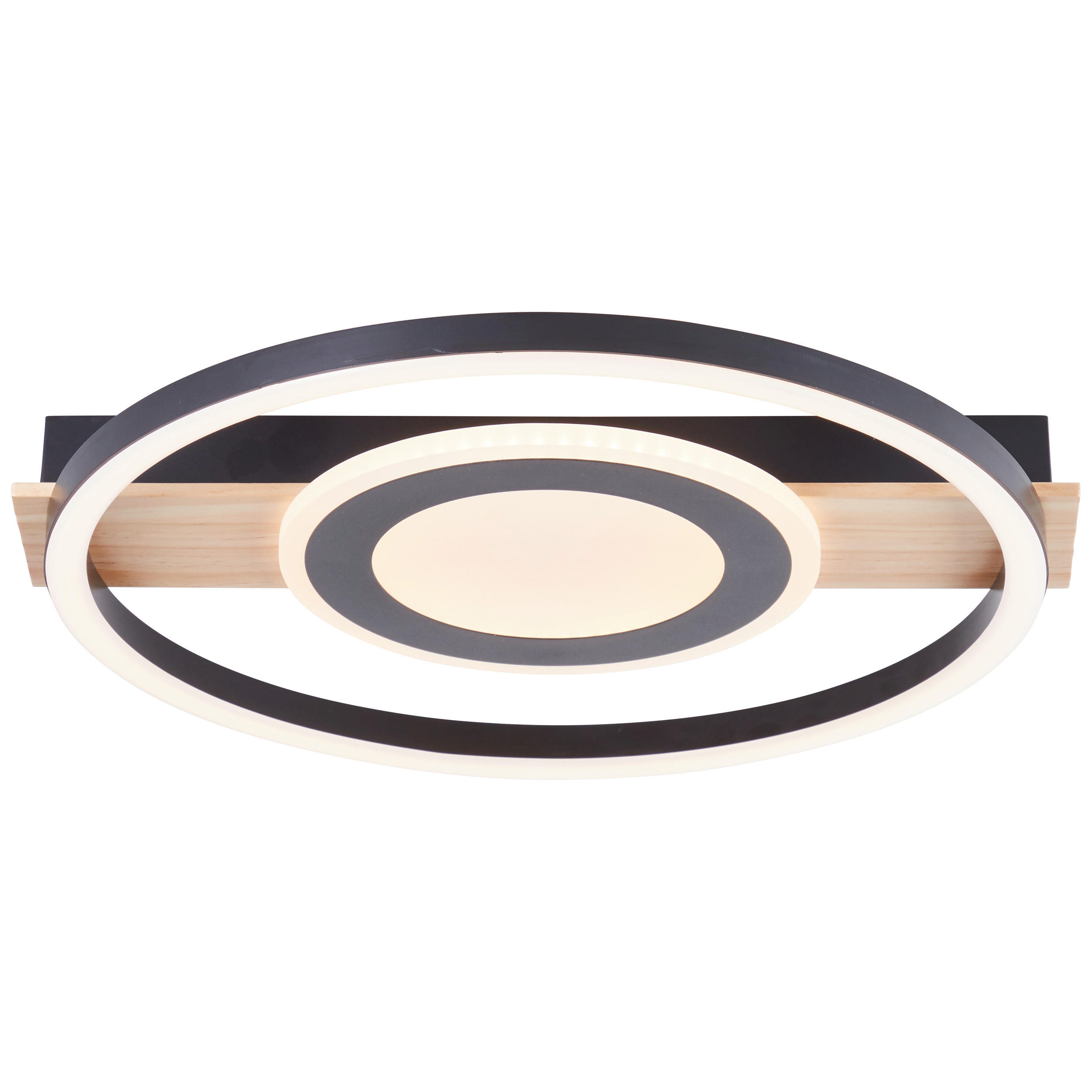 LED-DECKENLEUCHTE     - Hellbraun/Schwarz, Design, Holz/Kunststoff (5/39/37cm) - Brilliant